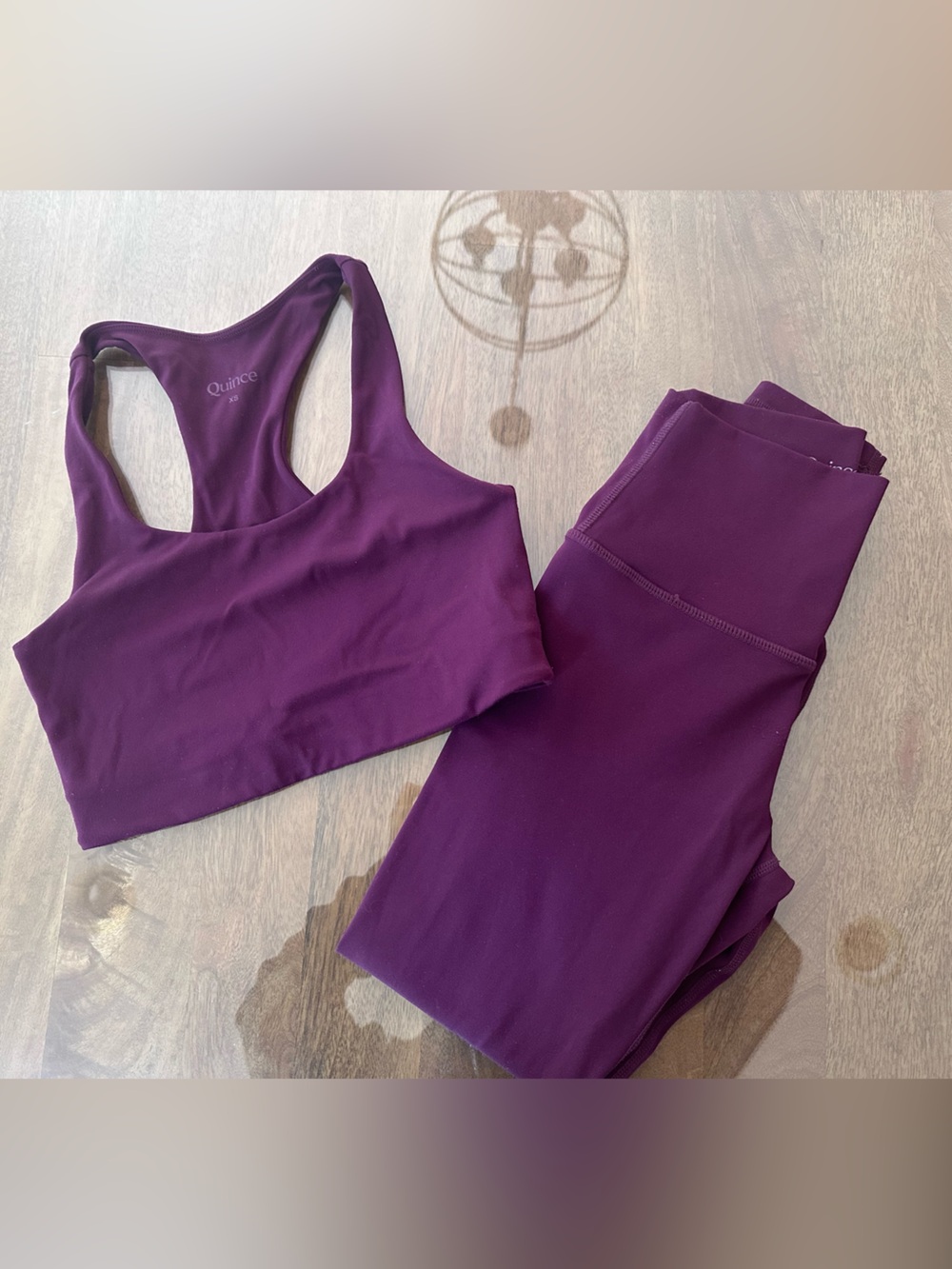 Quince Plum Active Top & 25 inseam legging in Deep Berry